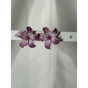 Cute Pink Hawaiian Plumeria Flower Post Earrings